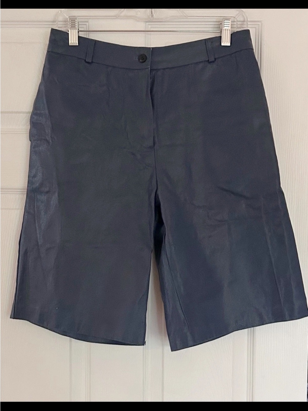 The Frankie Shop Grayish Blue Shimmery Cotton Bermuda Shorts
